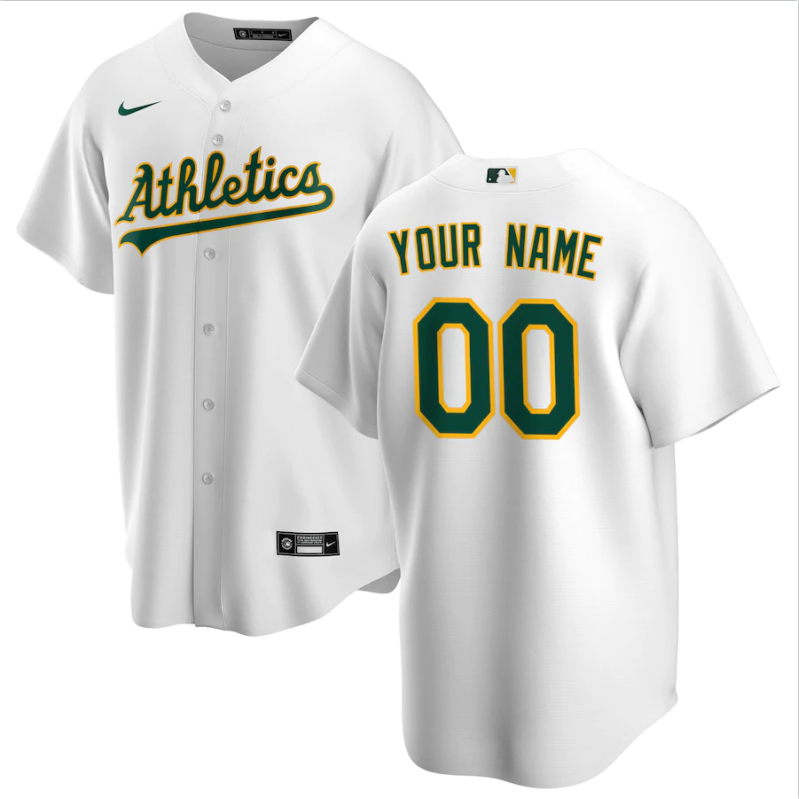Men's Oakland Athletics Active Player Custom White Base Stitched Jersey